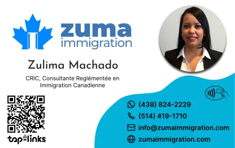 Carte professionnelle de Zulima Machado