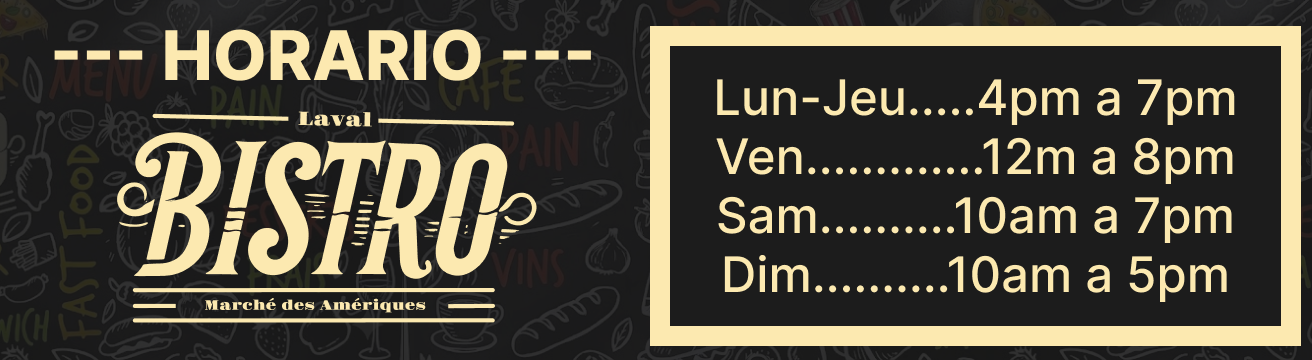 Horario Meú de comidas - Bistro Marché des Amériques