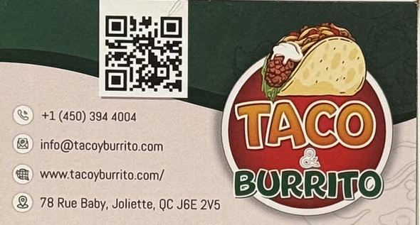 Carte papier de Taco Burrito